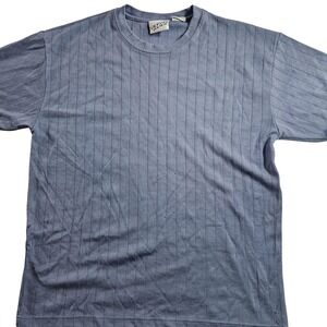 Irvine Park Shirt Mens Large Blue Ribbed Knit Crewneck Casual‎ T-Shirt Tee